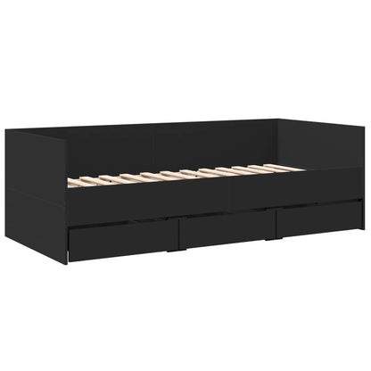 Daybed with Drawers without Mattress Black 90x190 cm Single