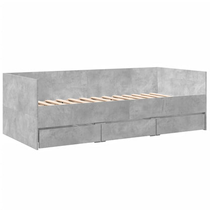 Daybed with Drawers Concrete Grey 90x190 cm Engineered Wood