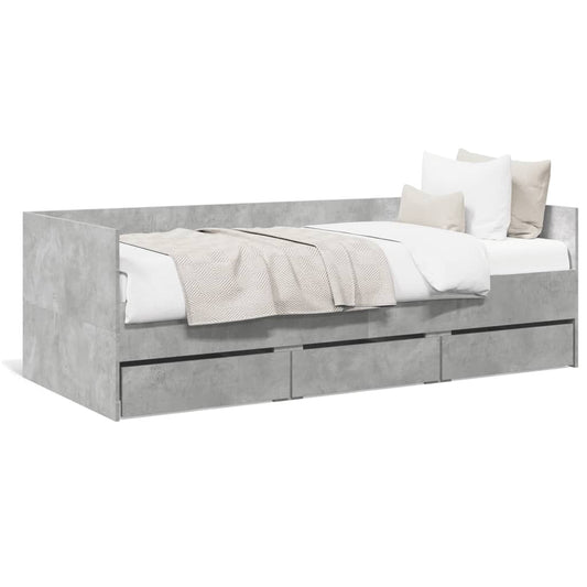 Daybed with Drawers Concrete Grey 90x190 cm Engineered Wood