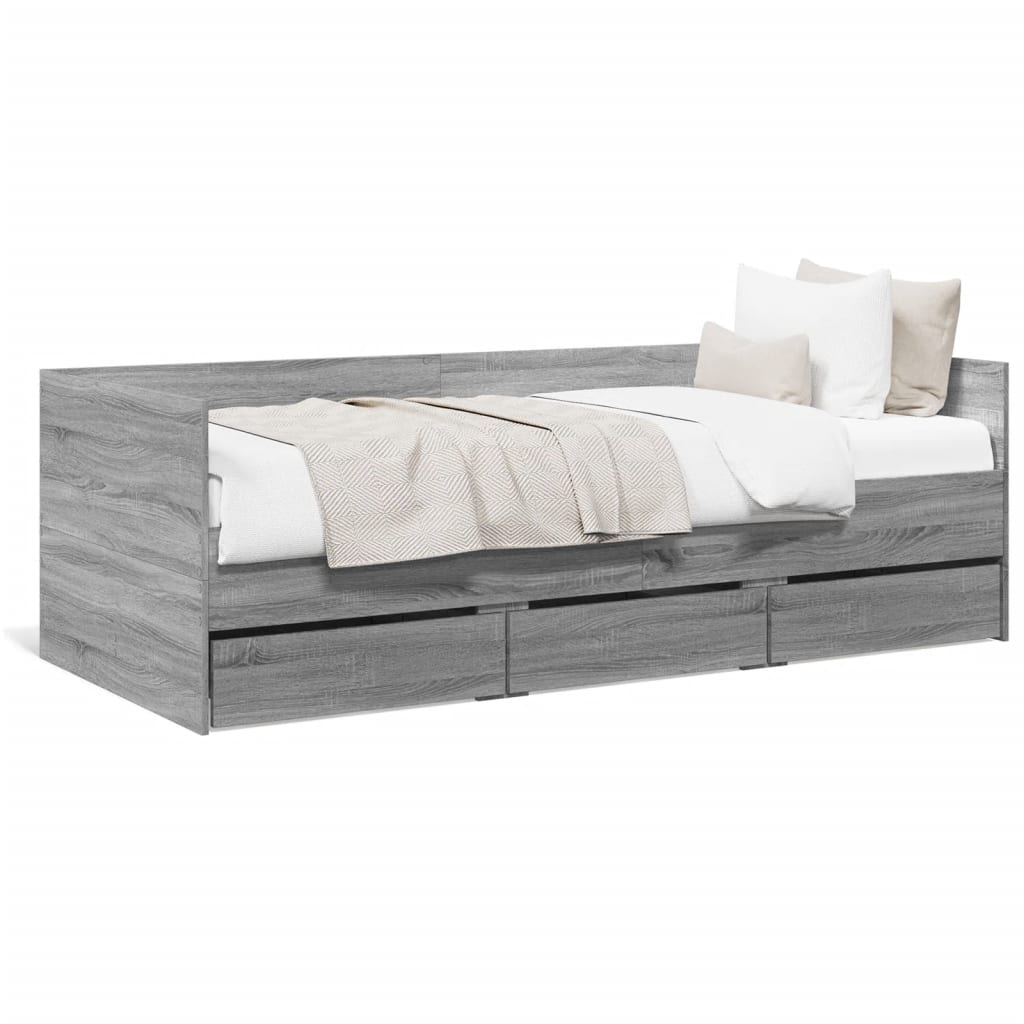 Daybed with Drawers Grey Sonoma 90x190 cm Engineered Wood