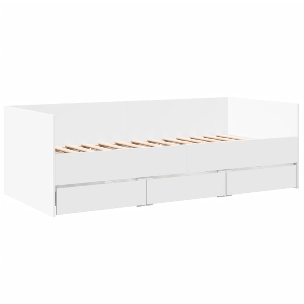 Daybed with Drawers White 75x190 cm Engineered Wood