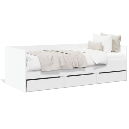 Daybed with Drawers White 75x190 cm Engineered Wood