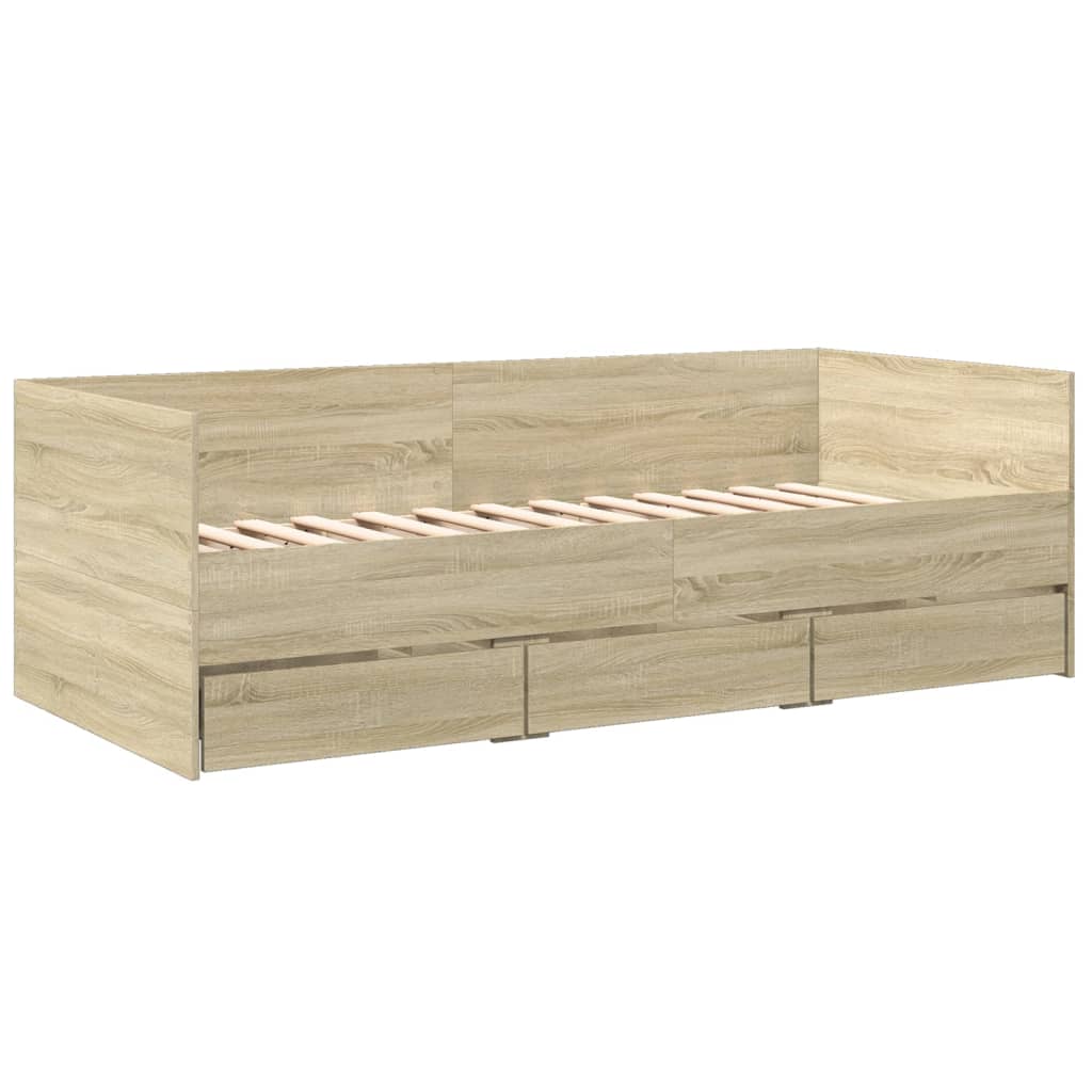 Daybed with Drawers Sonoma Oak 75x190 cm Engineered Wood