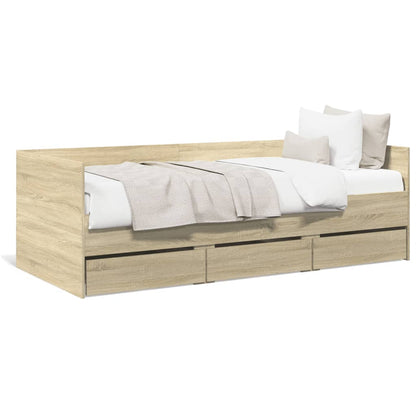 Daybed with Drawers Sonoma Oak 75x190 cm Engineered Wood