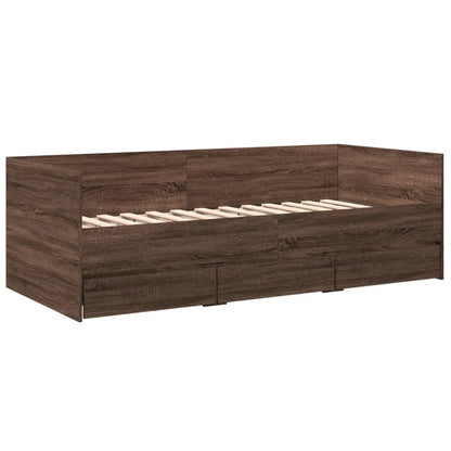 Daybed with Drawers Brown Oak 75x190 cm Engineered Wood