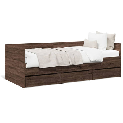 Daybed with Drawers Brown Oak 75x190 cm Engineered Wood