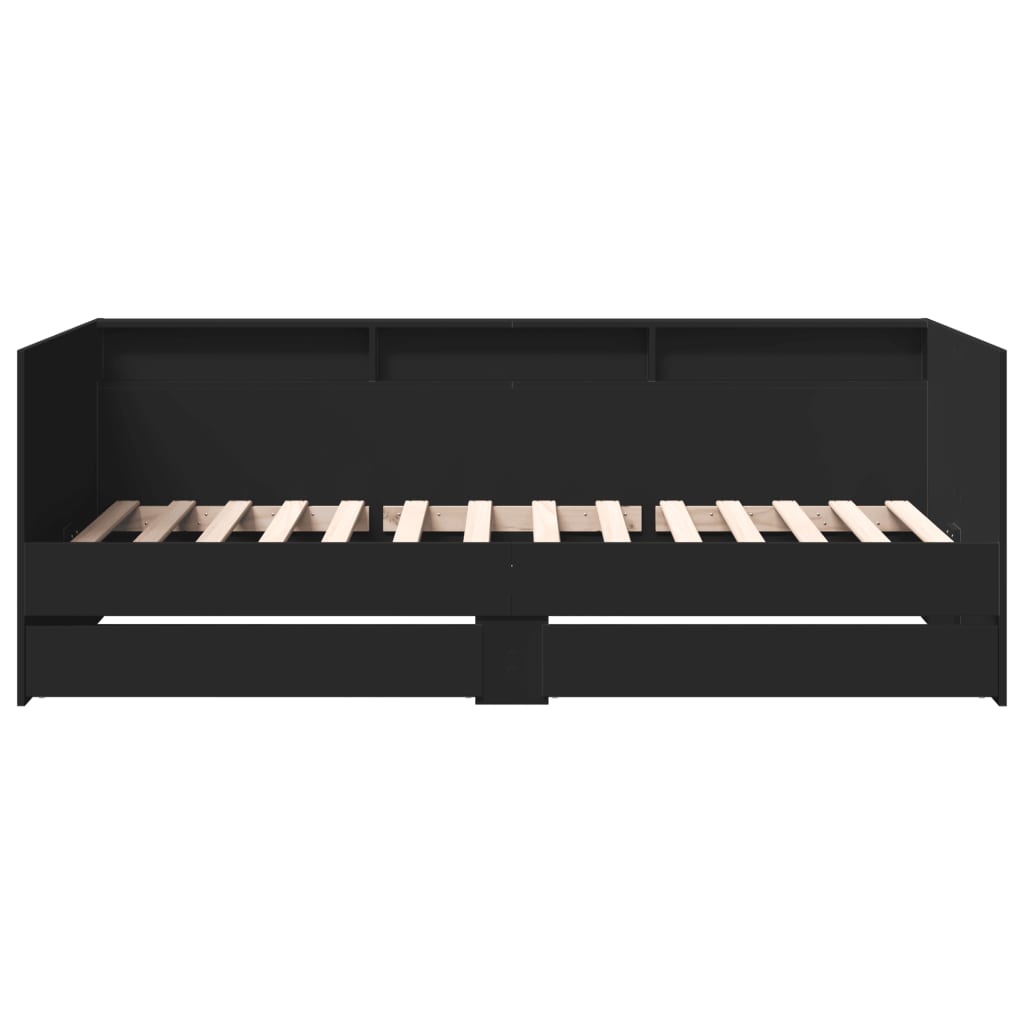 Daybed with Drawers without Mattress Black 100x200 cm