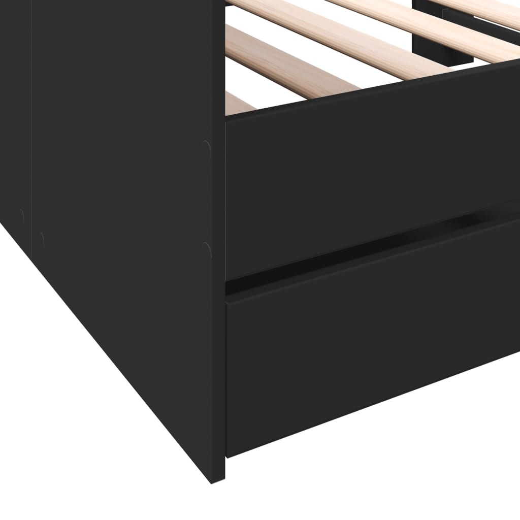 Daybed with Drawers without Mattress Black 100x200 cm