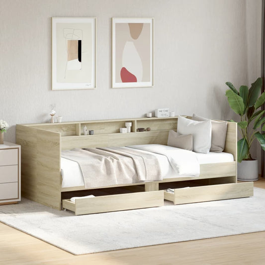 Daybed with Drawers without Mattress Sonoma Oak 100x200 cm