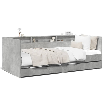 Daybed with Drawers without Mattress Concrete Grey 100x200 cm