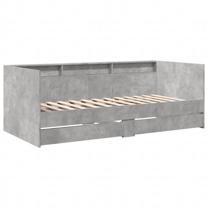 Daybed with Drawers without Mattress Concrete Grey 100x200 cm