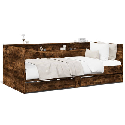 Daybed with Drawers without Mattress Smoked Oak 100x200 cm