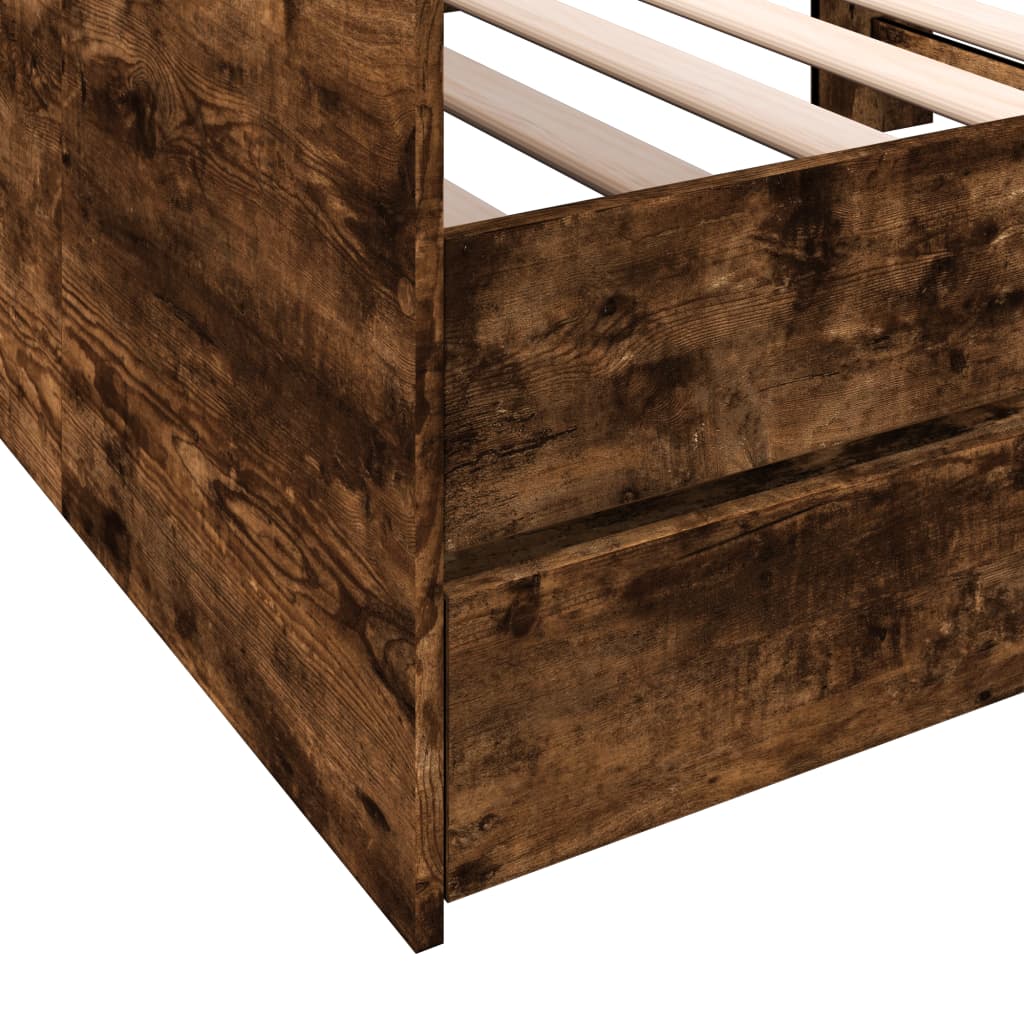 Daybed with Drawers without Mattress Smoked Oak 100x200 cm