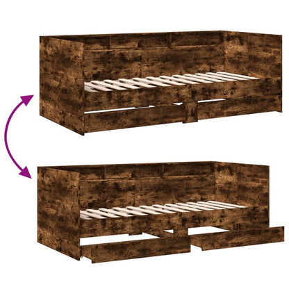 Daybed with Drawers without Mattress Smoked Oak 100x200 cm