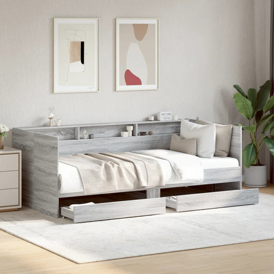 Daybed with Drawers without Mattress Grey Sonoma 100x200 cm