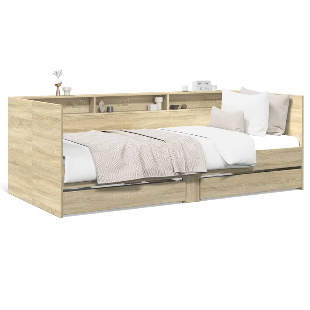 Daybed with Drawers without Mattress Sonoma Oak 90x200 cm