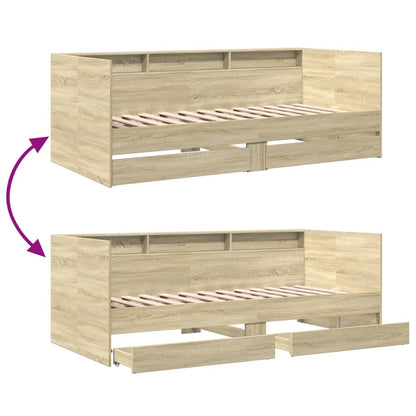 Daybed with Drawers without Mattress Sonoma Oak 90x200 cm