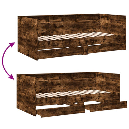 Daybed with Drawers without Mattress Smoked Oak 90x200 cm