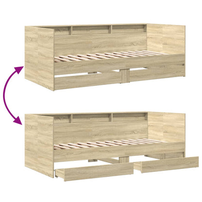 Daybed with Drawers without Mattress Sonoma Oak 90x190 cm Single