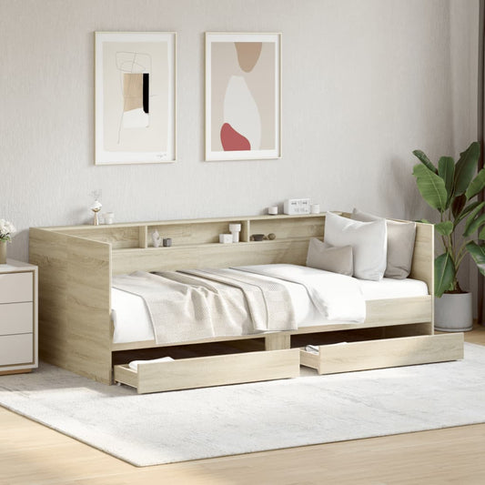 Daybed with Drawers without Mattress Sonoma Oak 90x190 cm Single