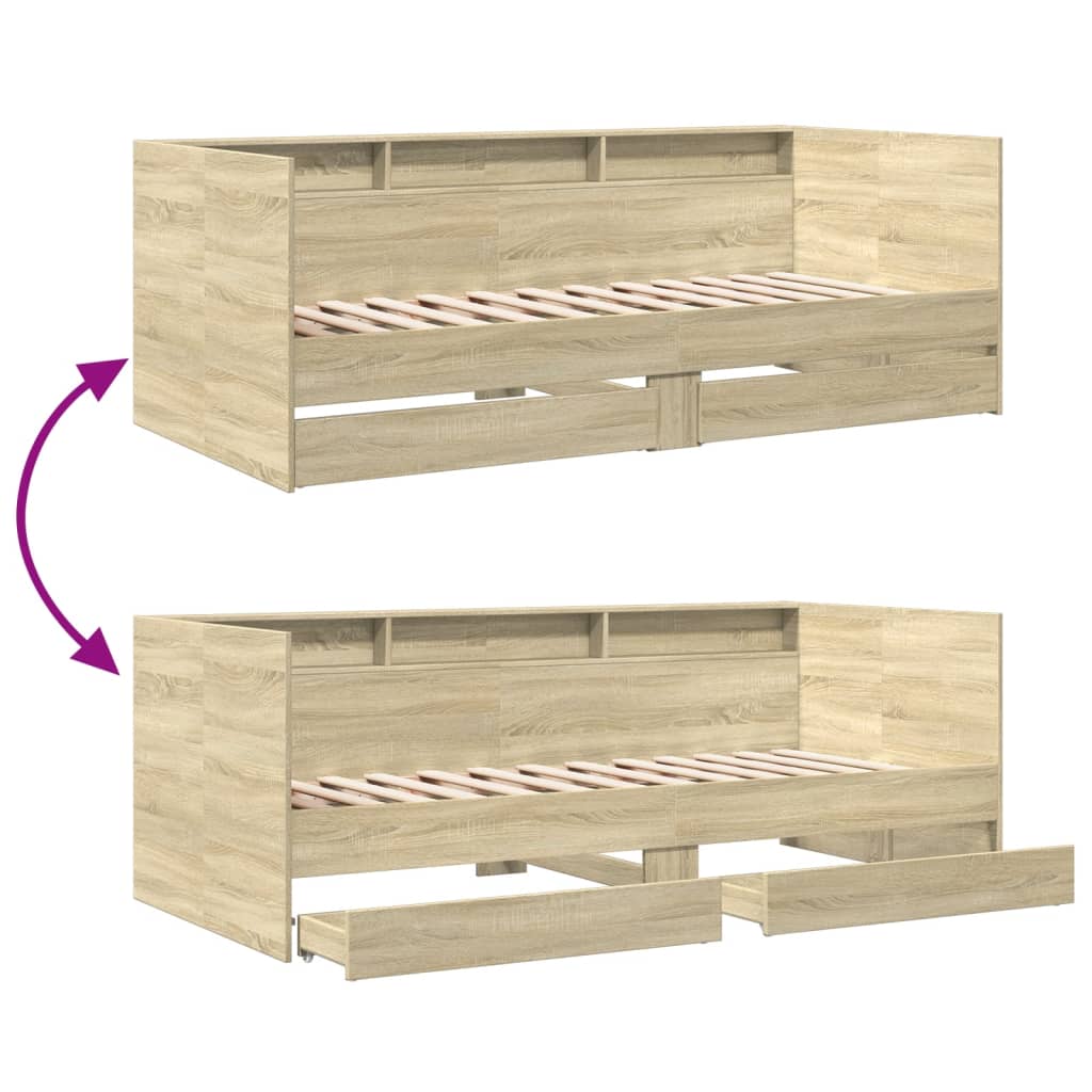 Daybed with Drawers Sonoma Oak 75x190 cm Engineered Wood