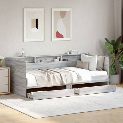 Daybed with Drawers without Mattress Grey Sonoma 75x190 cm Small Single