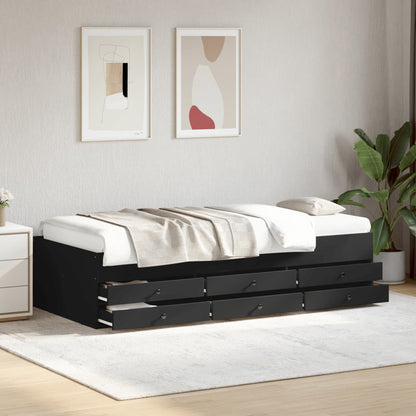 Daybed with Drawers Black 100x200 cm Engineered Wood