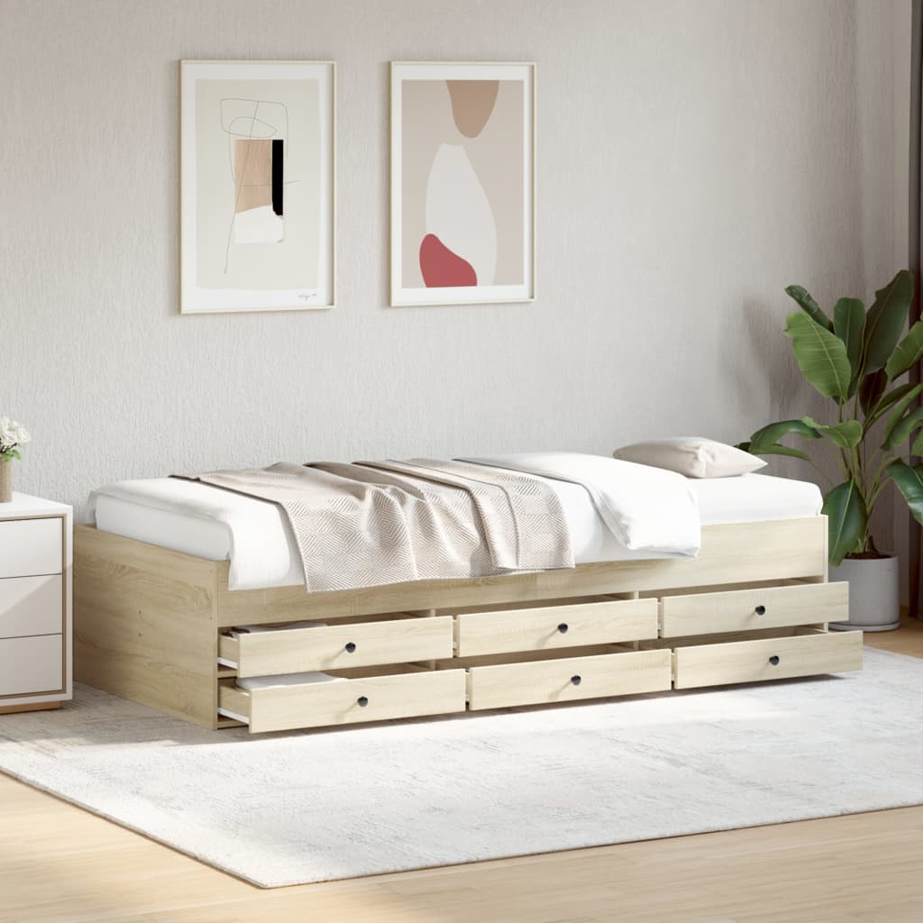 Daybed with Drawers Sonoma Oak 100x200 cm Engineered Wood