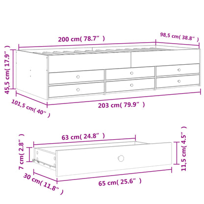 Daybed with Drawers Sonoma Oak 100x200 cm Engineered Wood