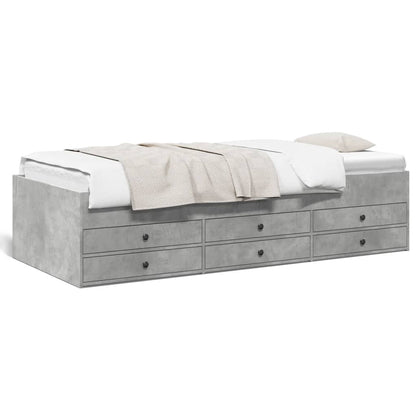 Daybed with Drawers without Mattress Concrete Grey 100x200 cm