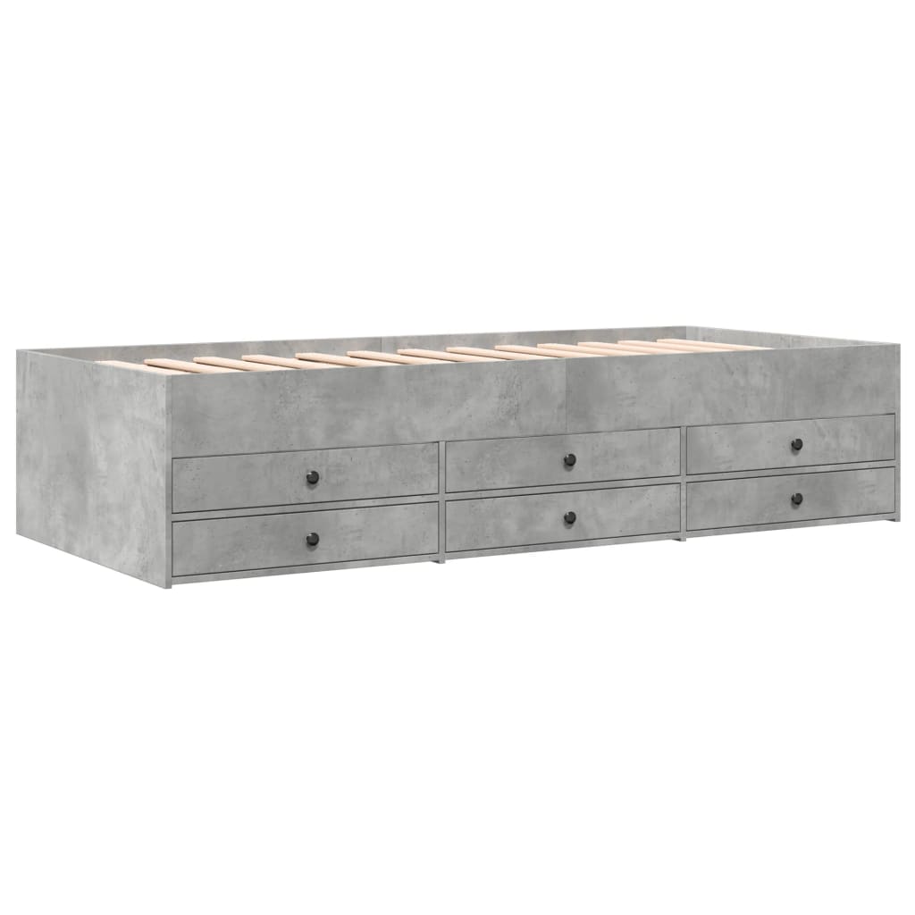 Daybed with Drawers without Mattress Concrete Grey 100x200 cm