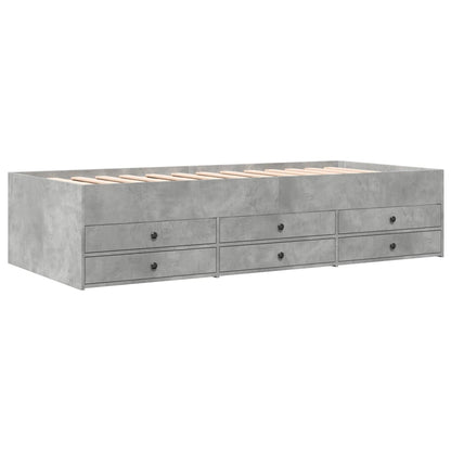 Daybed with Drawers without Mattress Concrete Grey 100x200 cm