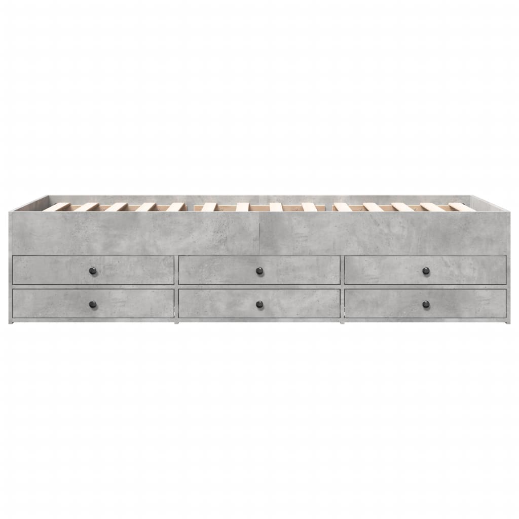 Daybed with Drawers without Mattress Concrete Grey 100x200 cm