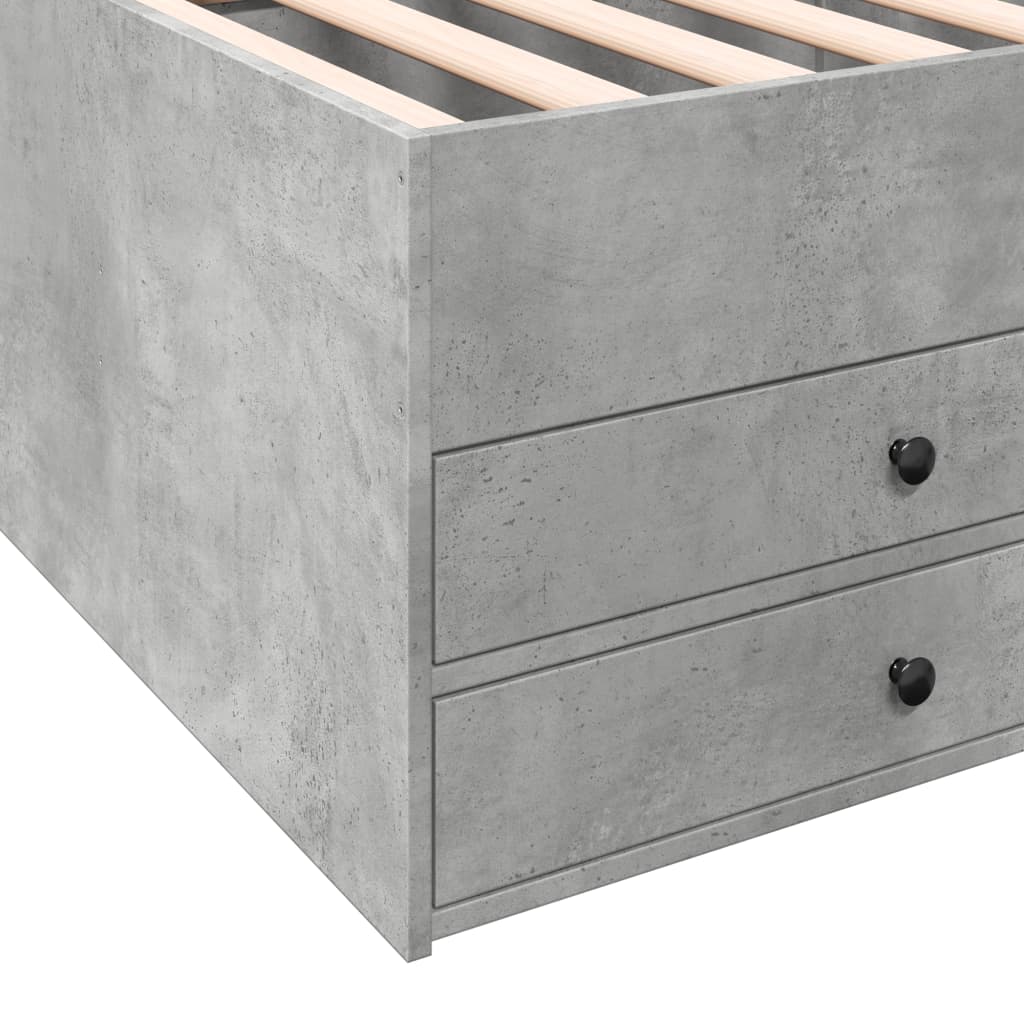 Daybed with Drawers without Mattress Concrete Grey 100x200 cm