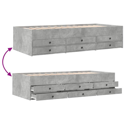 Daybed with Drawers without Mattress Concrete Grey 100x200 cm