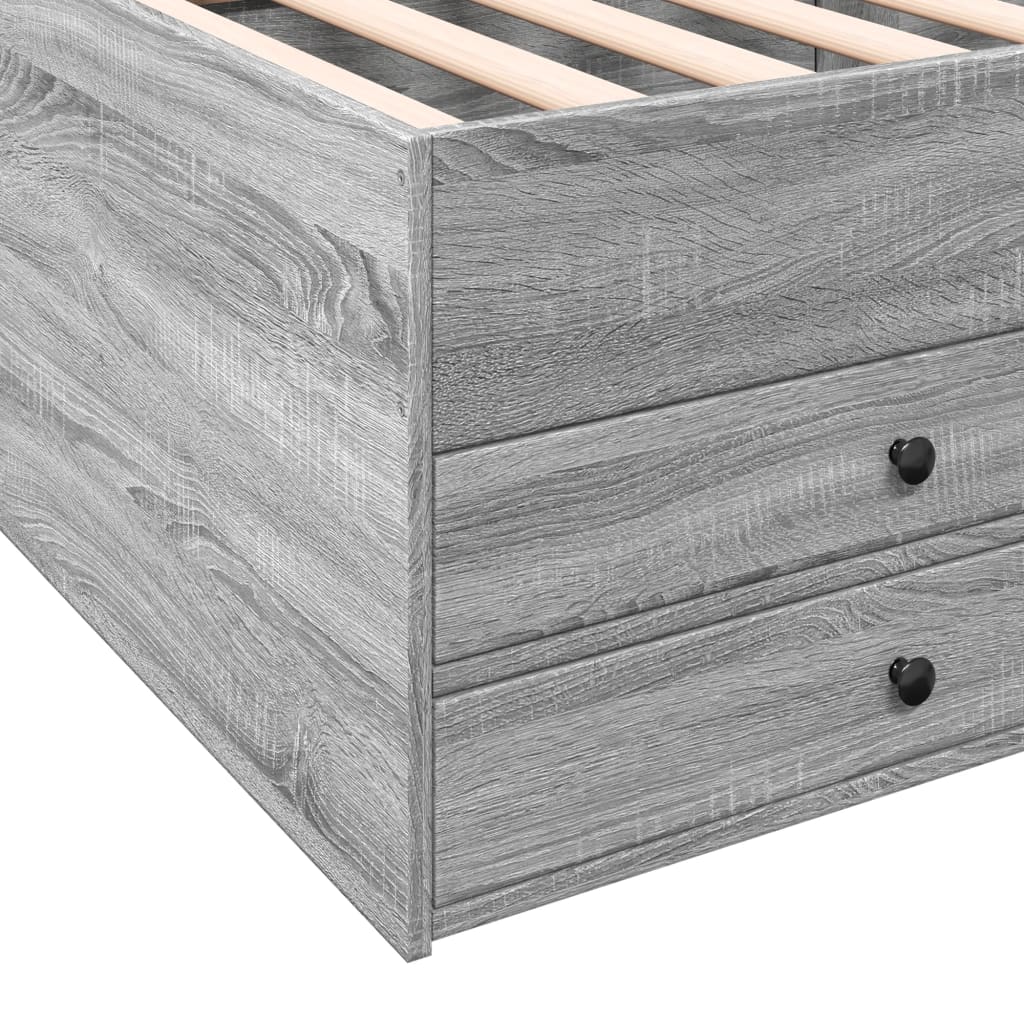 Daybed with Drawers Grey Sonoma 100x200 cm Engineered Wood