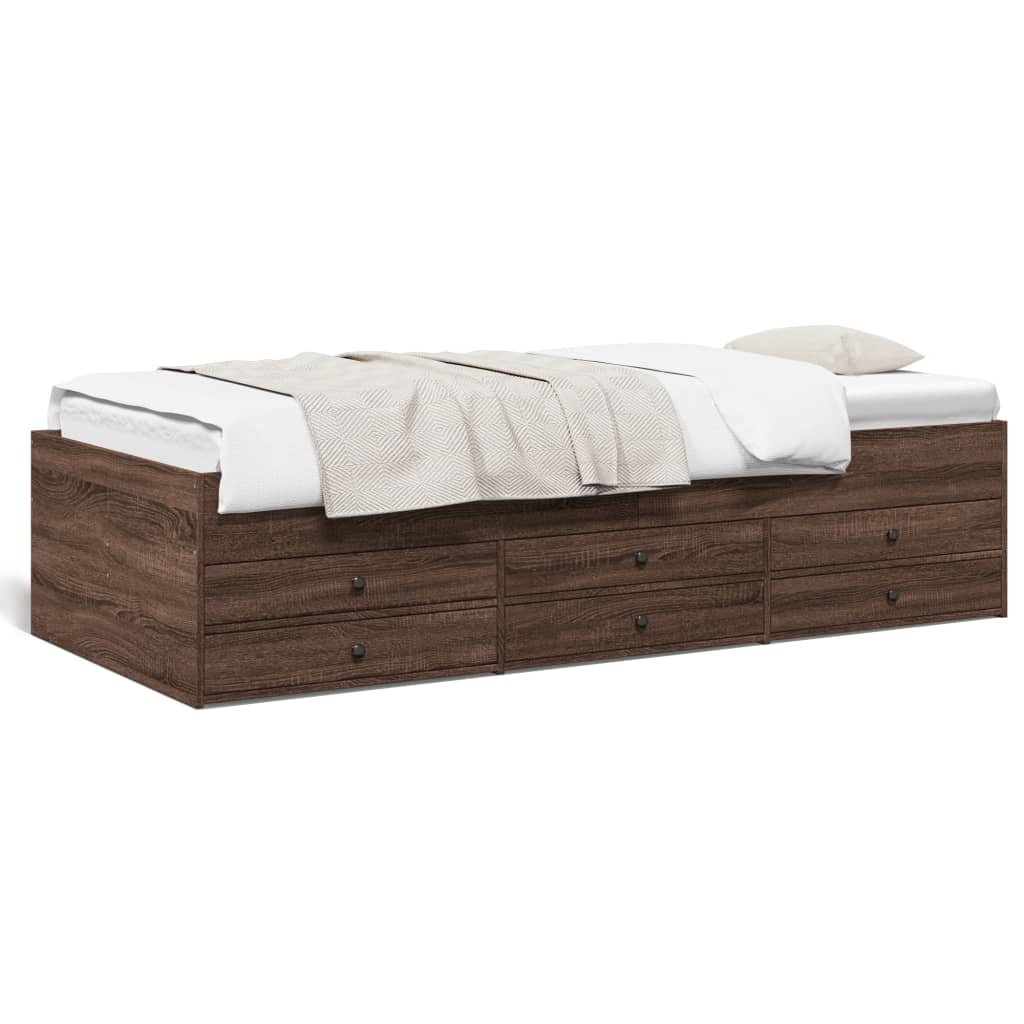 Daybed with Drawers without Mattress Brown Oak 100x200 cm