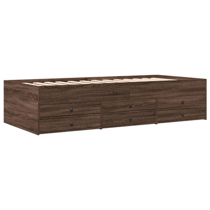 Daybed with Drawers without Mattress Brown Oak 100x200 cm