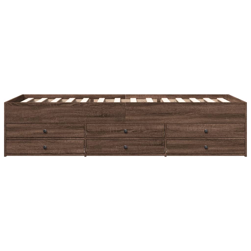 Daybed with Drawers without Mattress Brown Oak 100x200 cm