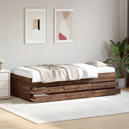 Daybed with Drawers without Mattress Brown Oak 100x200 cm