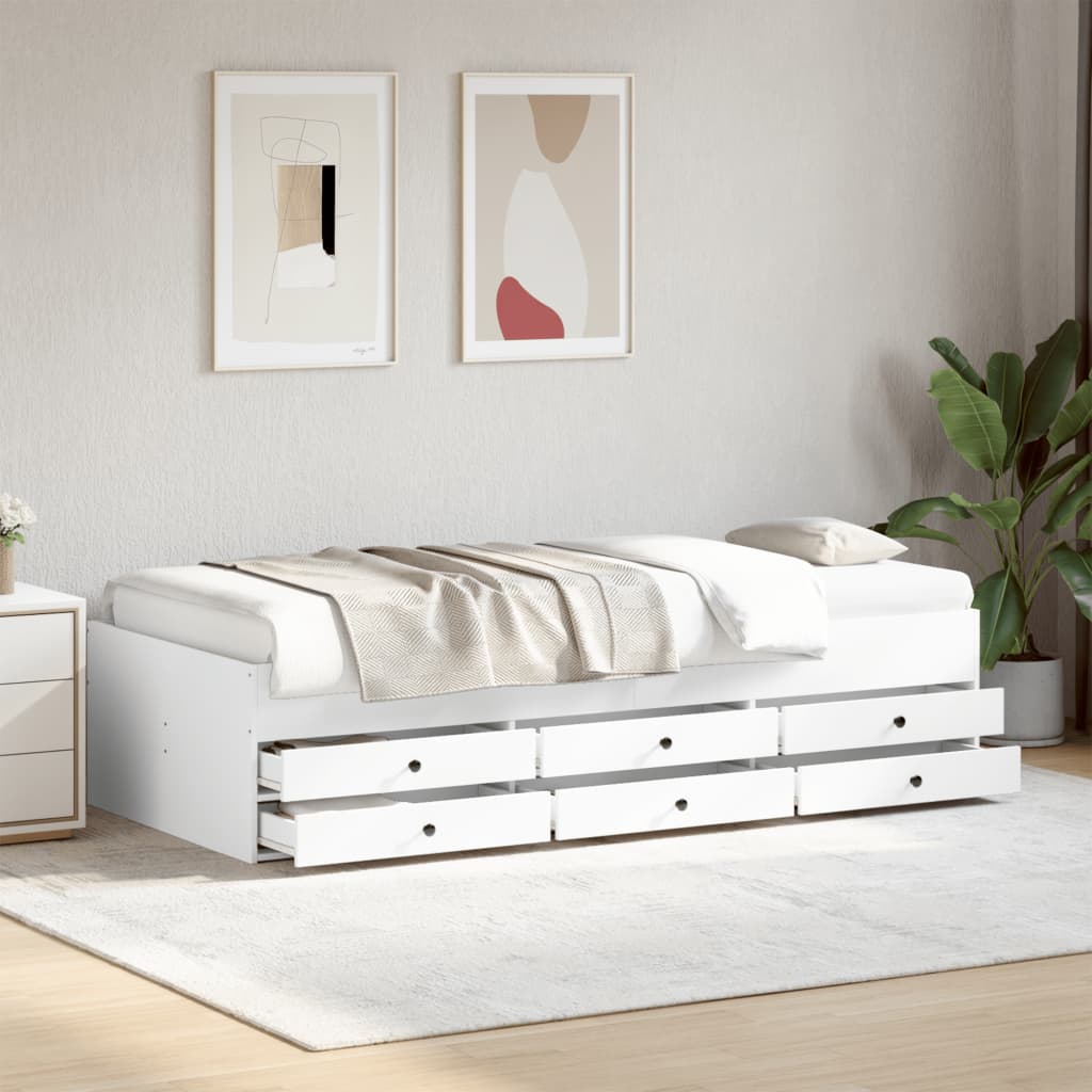 Daybed with Drawers White 90x200 cm Engineered Wood