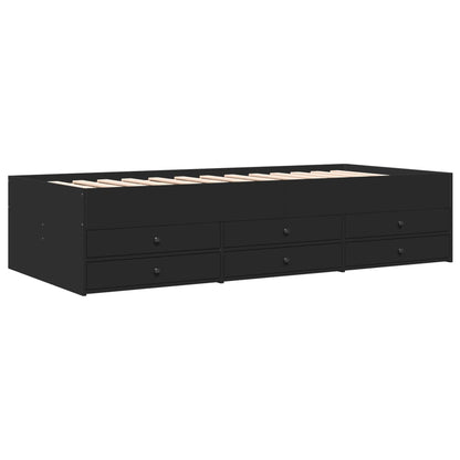 Daybed with Drawers Black 90x200 cm Engineered Wood