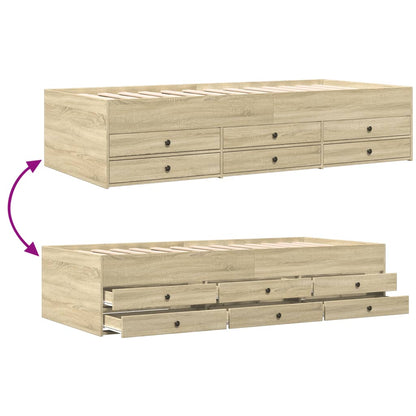 Daybed with Drawers without Mattress Sonoma Oak 90x200 cm