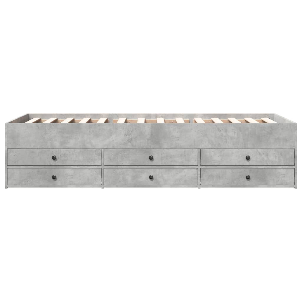 Daybed with Drawers Concrete Grey 90x200 cm Engineered Wood