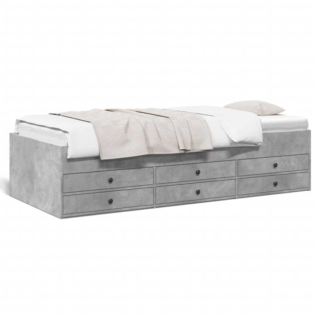 Daybed with Drawers Concrete Grey 90x200 cm Engineered Wood