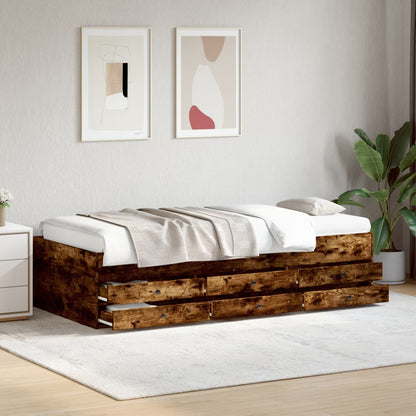 Daybed with Drawers Smoked Oak 90x200 cm Engineered Wood