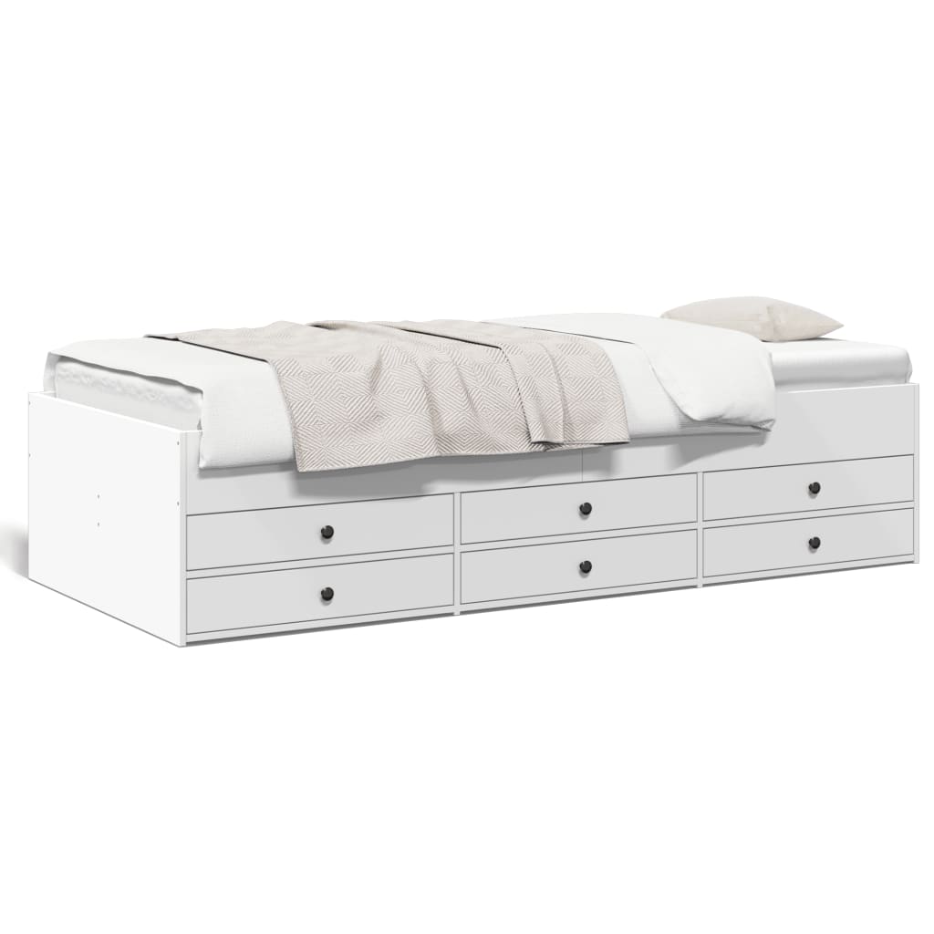 Daybed with Drawers without Mattress White 75x190 cm Small Single