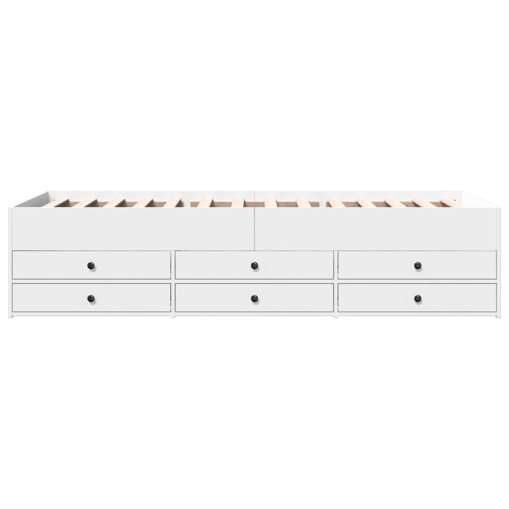 Daybed with Drawers without Mattress White 75x190 cm Small Single