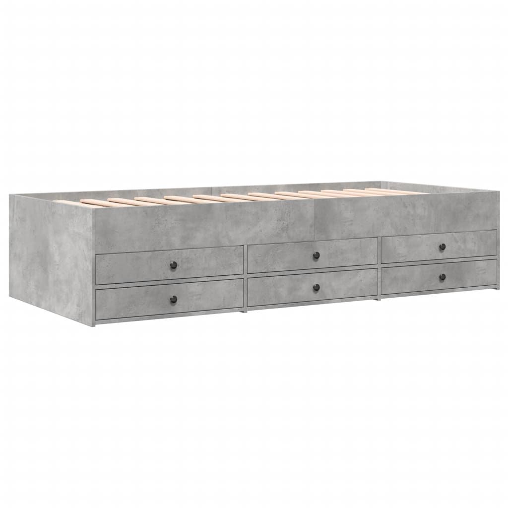 Daybed with Drawers Concrete Grey 75x190 cm Engineered Wood