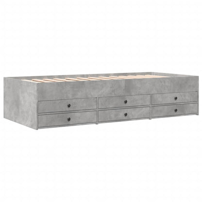 Daybed with Drawers Concrete Grey 75x190 cm Engineered Wood